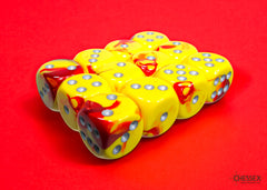 CHESSEX Gemini Red-Yellow/silver 16mm d6 Dice Block (12 dice) | Gamers Paradise
