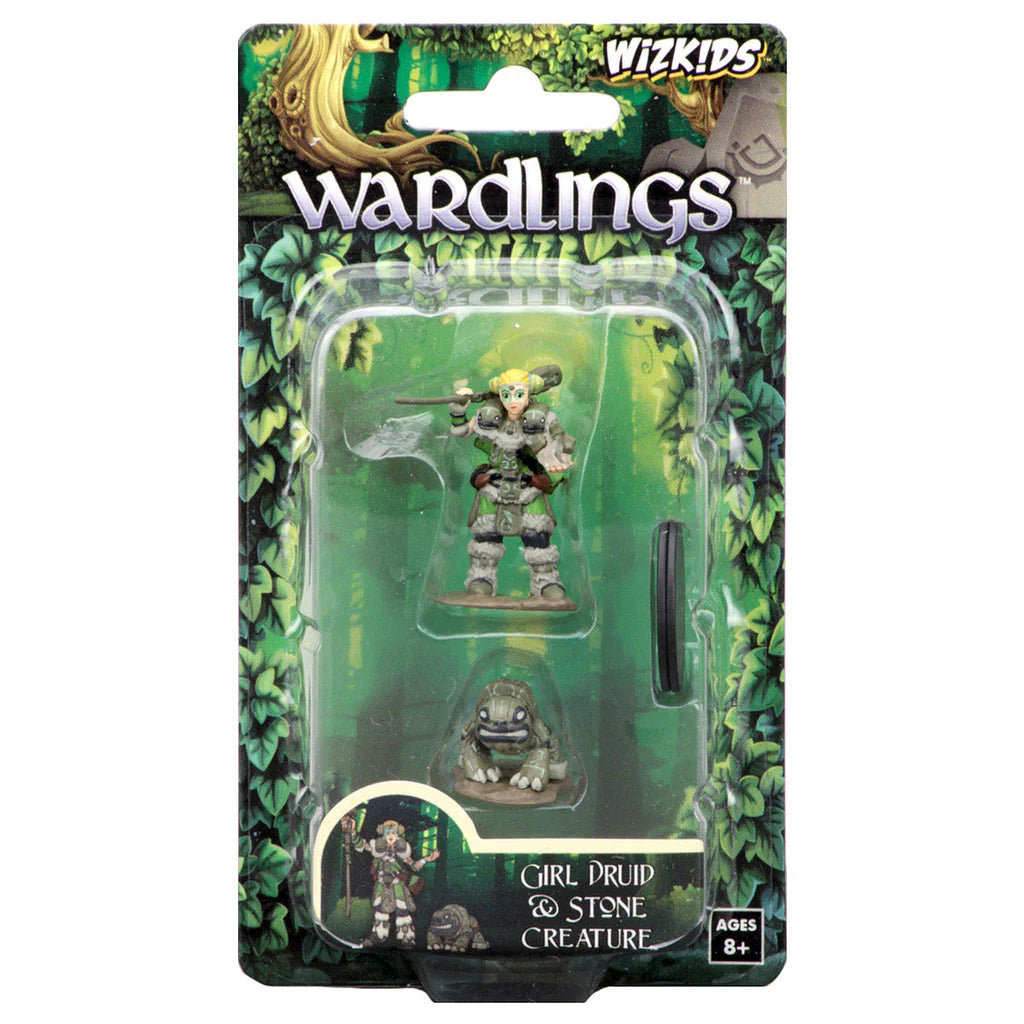Wizkids Wardlings Painted Miniatures: Girl Druid & Stone Creature | Gamers Paradise