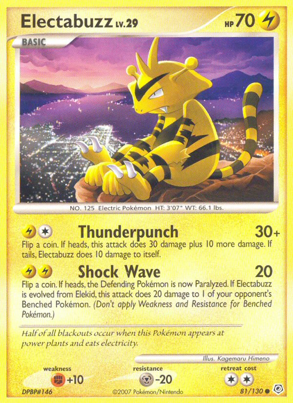 2016 electabuzz pokemon card value Electabuzz (81/130) [Diamond & Pearl: Base Set] – Gamers Paradise