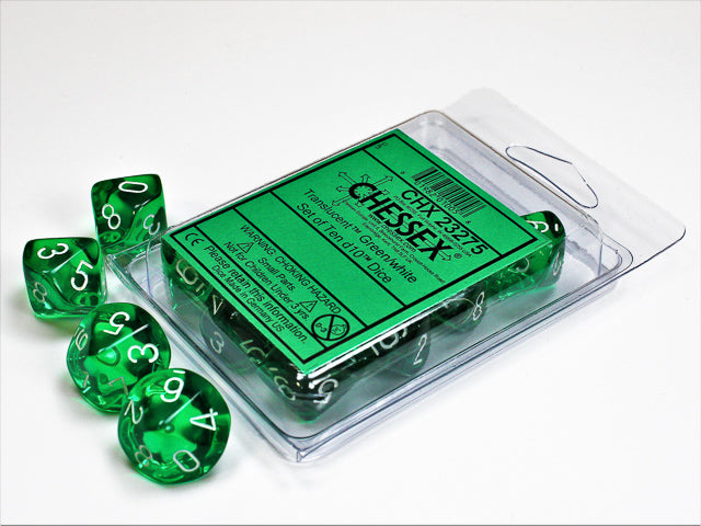 CHESSEX TRANSLUCENT DICE: GREEN & WHITE SETS | Gamers Paradise