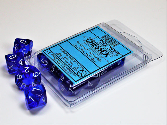 CHESSEX TRANSLUCENT DICE: BLUE & WHITE SETS | Gamers Paradise