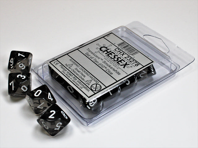 CHESSEX TRANSLUCENT DICE: SMOKE & WHITE SETS | Gamers Paradise