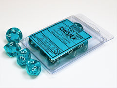 CHESSEX TRANSLUCENT DICE: TEAL & WHITE SETS | Gamers Paradise