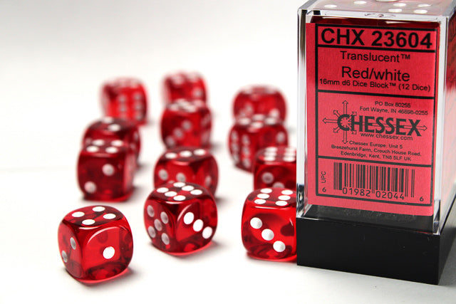 CHESSEX TRANSLUCENT DICE: RED & WHITE SETS | Gamers Paradise