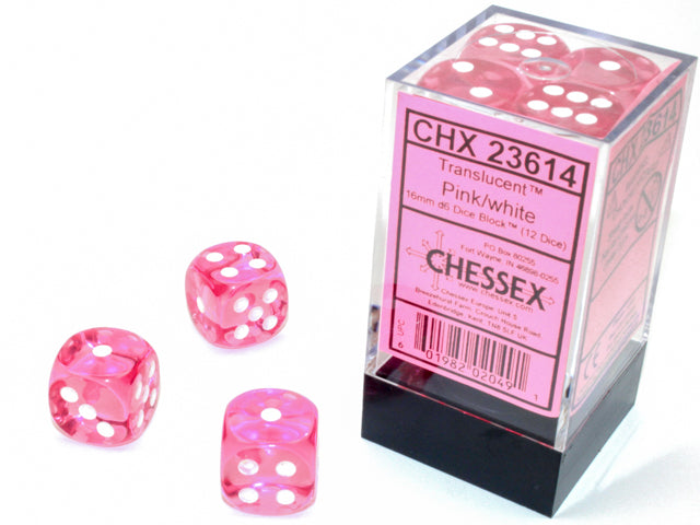 CHESSEX TRANSLUCENT DICE: PINK & WHITE SETS | Gamers Paradise