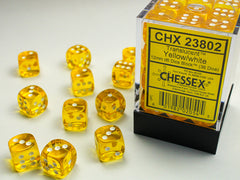 CHESSEX TRANSLUCENT DICE: YELLOW & WHITE SETS | Gamers Paradise