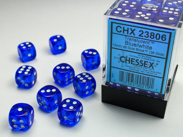 CHESSEX TRANSLUCENT DICE: BLUE & WHITE SETS | Gamers Paradise