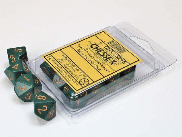 CHESSEX OPAQUE DICE: DUSTY GREEN & COPPER | Gamers Paradise