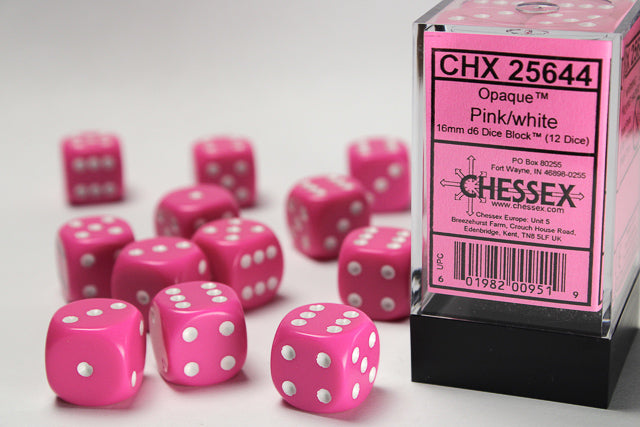 CHESSEX OPAQUE DICE: PINK & WHITE SETS | Gamers Paradise