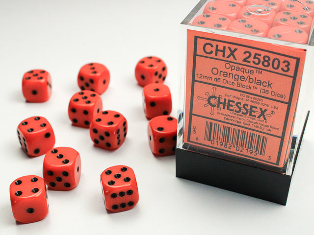 CHESSEX OPAQUE DICE: ORANGE & BLACK | Gamers Paradise