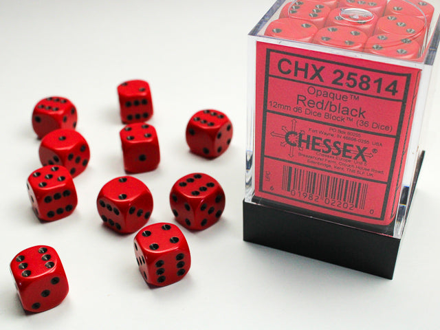 CHESSEX OPAQUE DICE: RED & BLACK | Gamers Paradise