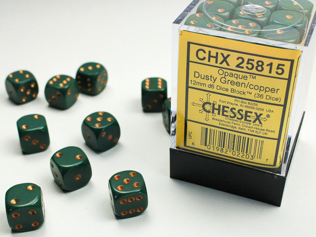 CHESSEX OPAQUE DICE: DUSTY GREEN & COPPER | Gamers Paradise