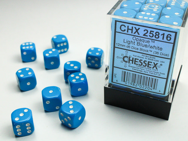 CHESSEX OPAQUE DICE: LIGHT BLUE & WHITE | Gamers Paradise