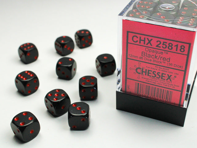 CHESSEX OPAQUE DICE: BLACK & RED | Gamers Paradise