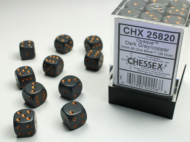 CHESSEX OPAQUE DICE: DARK GREY & COPPER SETS | Gamers Paradise