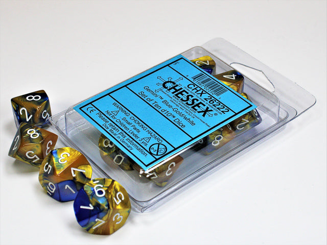 CHESSEX GEMINI DICE: BLUE-GOLD & WHITE SETS | Gamers Paradise