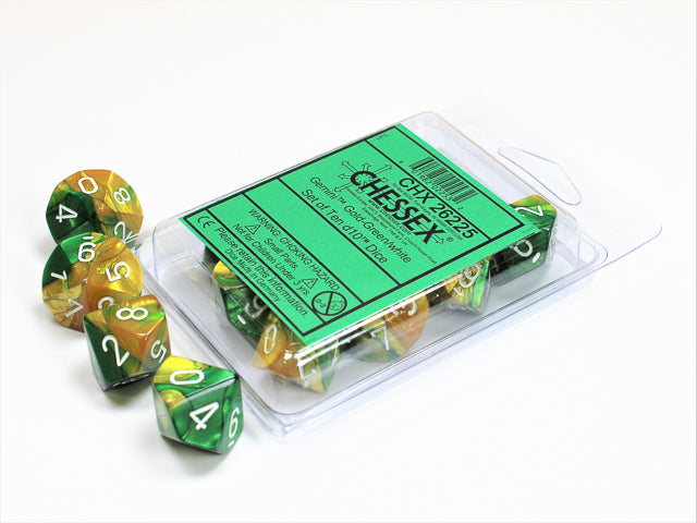 CHESSEX GEMINI DICE: GOLD-GREEN & WHITE SETS | Gamers Paradise