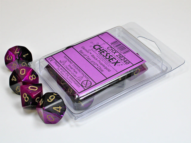 CHESSEX GEMINI DICE: BLACK-PURPLE & GOLD SETS | Gamers Paradise