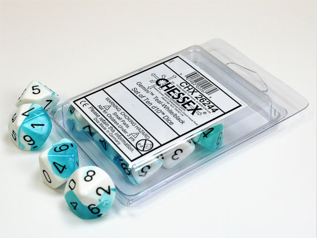 CHESSEX GEMINI DICE: TEAL-WHITE  & BLACK SETS | Gamers Paradise