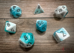 CHESSEX GEMINI DICE: TEAL-WHITE  & BLACK SETS | Gamers Paradise