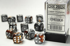 CHESSEX GEMINI DICE: COPPER-STEEL & WHITE SETS | Gamers Paradise