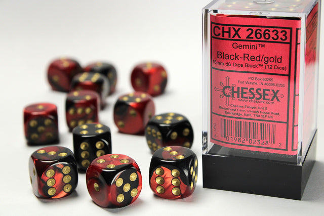 CHESSEX GEMINI DICE: BLACK-RED & GOLD SETS | Gamers Paradise