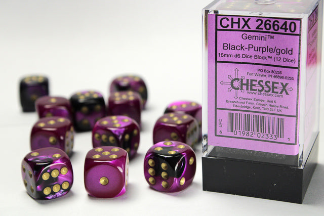 CHESSEX GEMINI DICE: BLACK-PURPLE & GOLD SETS | Gamers Paradise