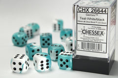 CHESSEX GEMINI DICE: TEAL-WHITE  & BLACK SETS | Gamers Paradise