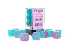 CHESSEX GEMINI DICE: GEL GREEN-PINK & BLUE SETS | Gamers Paradise