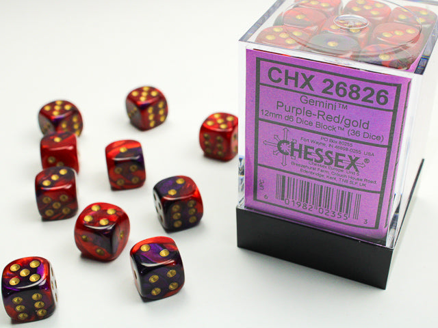 CHESSEX GEMINI DICE: PURPLE-RED/GOLD | Gamers Paradise