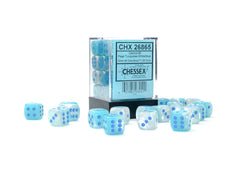 CHESSEX GEMINI DICE: PEARL TURQOISE-WHITE & BLUE SETS | Gamers Paradise