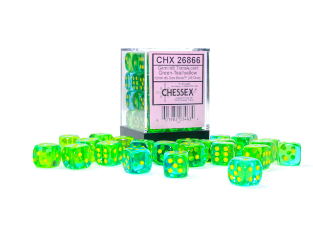 CHESSEX TRANSLUCENT DICE: GREEN-TEAL & YELLOW SETS | Gamers Paradise