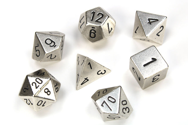 CHESSEX DICE: Metal Polyhedral Silver 7-Dice Set | Gamers Paradise