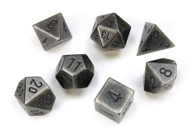CHESSEX DICE: Metal Polyhedral Dark Metal 7-Dice Set | Gamers Paradise