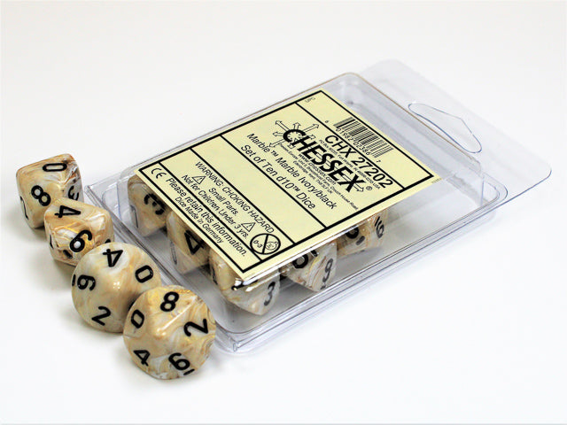 CHESSEX MARBLE DICE: MARBLE IVORY & BLACK SET | Gamers Paradise