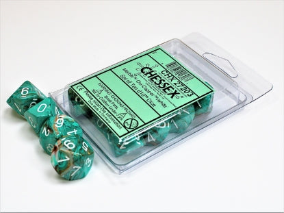 CHESSEX MARBLE DICE: OXI-COPPER/WHITE | Gamers Paradise