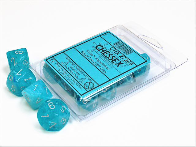 CHESSEX CIRRUS DICE: AQUA/SILVER | Gamers Paradise