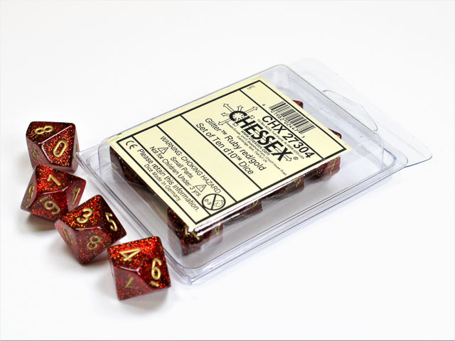 CHESSEX GLITTER DICE: RUBY RED & GOLD SETS | Gamers Paradise