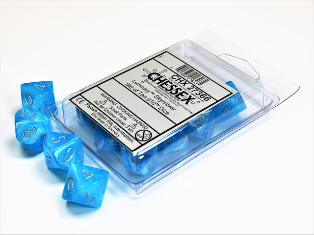 CHESSEX LUMINARY DICE: SKY/SILVER | Gamers Paradise