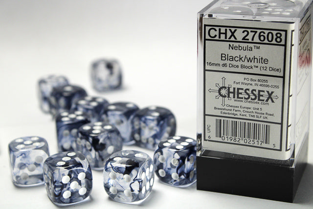 CHESSEX NEBULA DICE: BLACK & WHITE SETS | Gamers Paradise