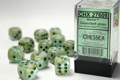 CHESSEX MARBLE DICE: MARBLE GREEN & DARK GREEN | Gamers Paradise