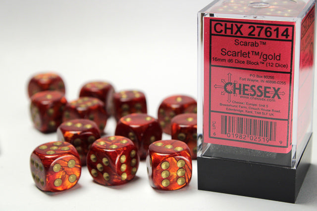 CHESSEX SCARAB DICE: SCARLET & GOLD SETS | Gamers Paradise