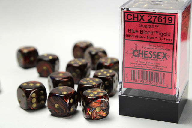 CHESSEX SCARAB DICE: BLUE BLOOD & GOLD SETS | Gamers Paradise