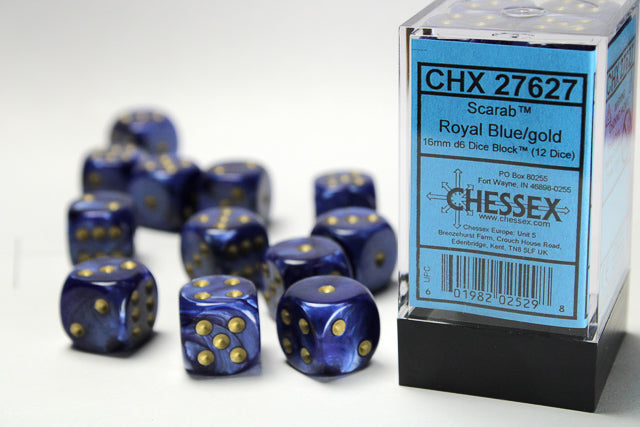 CHESSEX SCARAB DICE: ROYAL BLUE/GOLD | Gamers Paradise