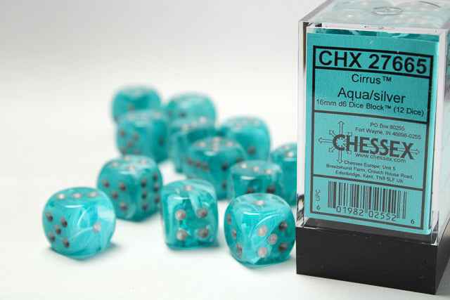 CHESSEX CIRRUS DICE: AQUA/SILVER | Gamers Paradise