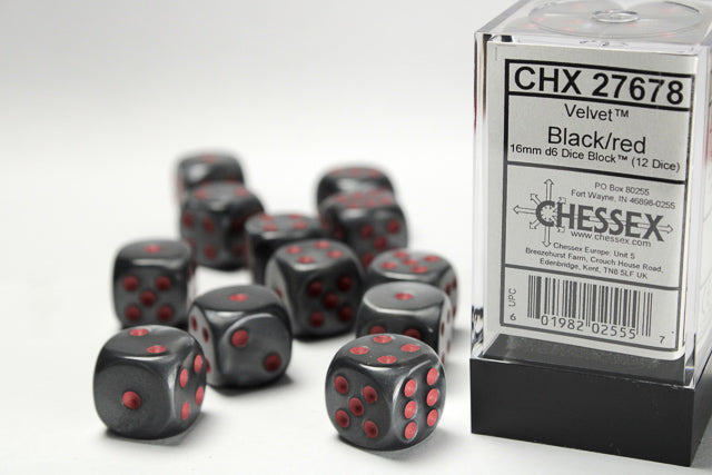 CHESSEX VELVET DICE: BLACK & RED SETS | Gamers Paradise