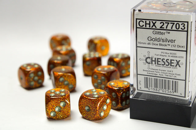 CHESSEX GLITTER DICE: GOLD & SILVER SETS | Gamers Paradise