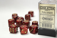 CHESSEX GLITTER DICE: RUBY RED & GOLD SETS | Gamers Paradise