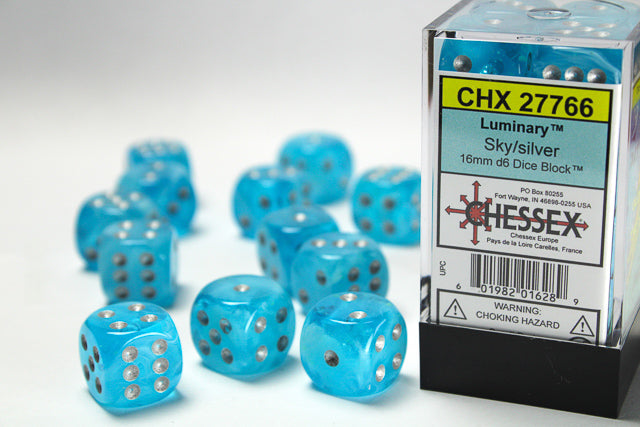 CHESSEX LUMINARY DICE: SKY/SILVER | Gamers Paradise