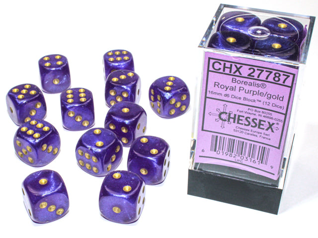 CHESSEX BOREALIS DICE: ROYAL PURPLE & GOLD SETS | Gamers Paradise